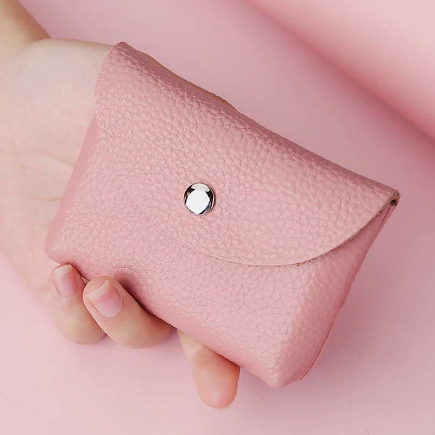 Genuine Leather Coin Purse Mini Wallet Card Holder with Zipper Pocket
