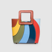 Crossbody Bag For Women Rainbow Color Collision Stitching Tote Bag