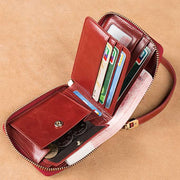 Zipper Around Compact Wallet for Women Real Leather Roomy Wallet Coin Purse