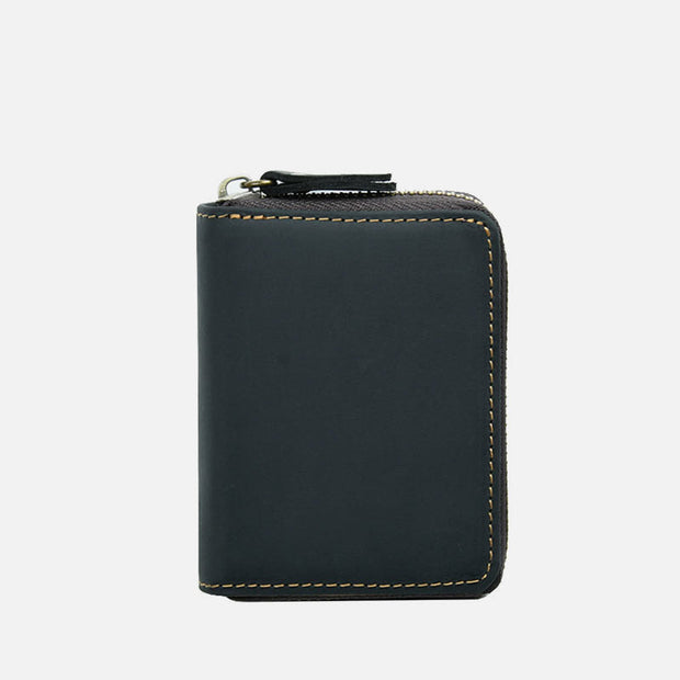 Retro Short Wallet Genuine Leather Multiple Slots Organ Card Holder