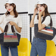 Women Large Casual Hobo Handbag Multi-Color Canvas Shoulder Bag Tote