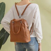 Large Capacity Casual Soft Leather Backpack