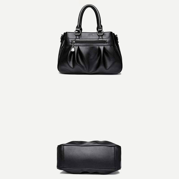 Limited Stock: Triple Compartment Handbag Top-Handle Satchel PU Leather Crossbody Purse