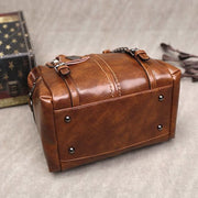 Retro Oil Wax Leather Rivet Handbag Tote Satchel Crossbody Bag