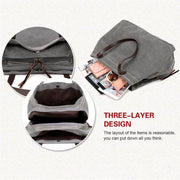 Triple Compartment Canvas Tote Waterproof Casual Handbag Shoulder Bag