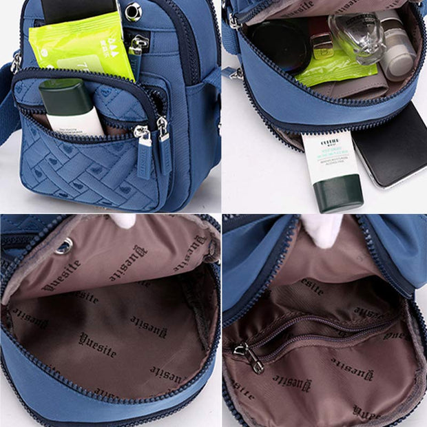 Multi-pocket Casual Nylon Purse Women Crossbody Bag with Earphone Hole