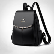 Leather Backpack For Women Short Travel Simple Solid Color Daypack