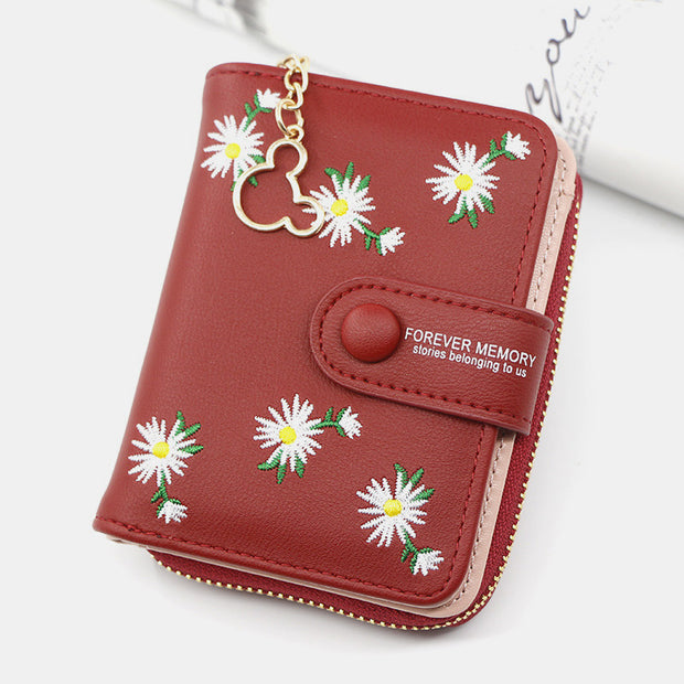 Cute Embroidery Wallet With Coin Purse