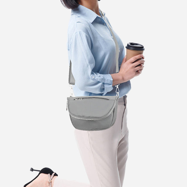 Crescent Crossbody Bag For Women Minimalist Solid Color Nylon Purse