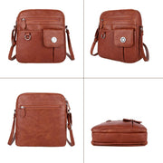 Triple Compartment Roomy Crossbody Bag for Women Casual Leather Shoulder Bag