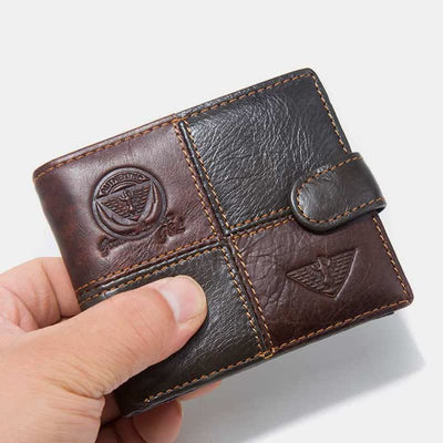 Men's Leather Wallet Extra Capacity Flip Pocket Bifold Slim Pocket Wallet