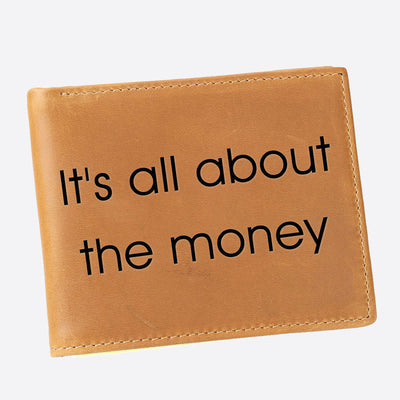 It's All About The Money Engrave Leather For Men RFID Purse