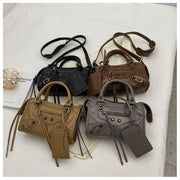 Rivet Tassel Handbag For Women With Card Holder Crossbody Bag