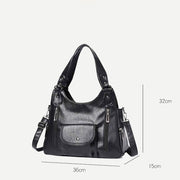 Double Large Compartment Tote Hobo Bag Leather Handbag with Crossbody Strap