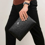 Clutch for Men Large Capacity Waterproof Black Leather Business Handbag
