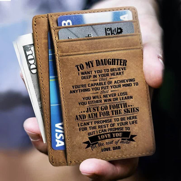 Minimalist Slim Personalized Engraved Leather Wallet RFID Blocking Card Holder