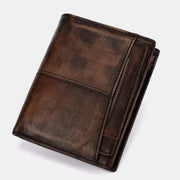 Anti-theft RFID Blocking Retro Leather Wallet with Detachable Card Holder