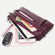 Clutch Wallet for Women Multi-Pocket Genuine Leather Wallet with Crossbody Strap