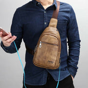 Multipurpose Leather Sling Bag for Men Shoulder Daypack Chest Crossbody Bag