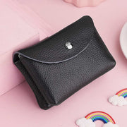 Genuine Leather Coin Purse Mini Wallet Card Holder with Zipper Pocket