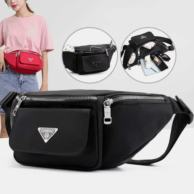 Multi-Pocket Nylon Fanny Pack Lightweight Multi-Carry Chest Bag Waist Pack