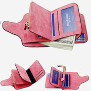 Small Wallet for Women Multi-Slot Zipper Pocket Bifold Wallet with ID Window