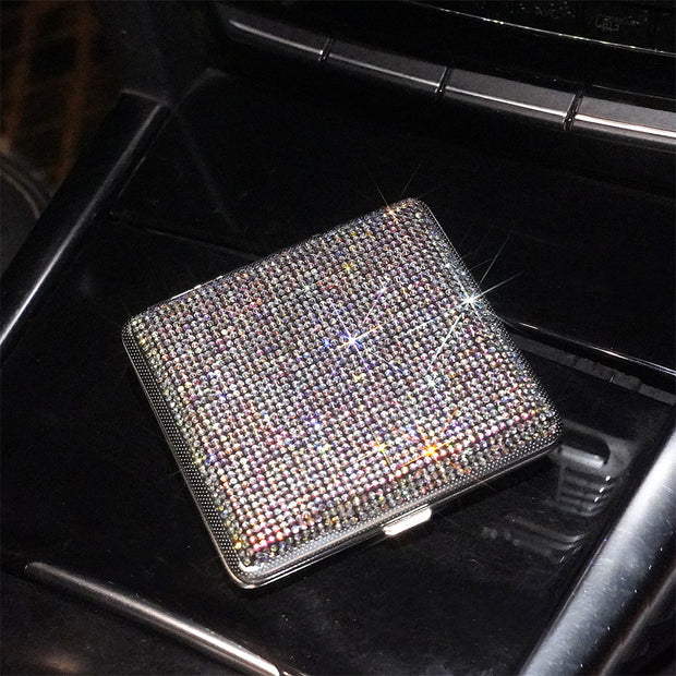 Portable Sparkle Cigarette Box Diamond Encrusted Metal Case For Women