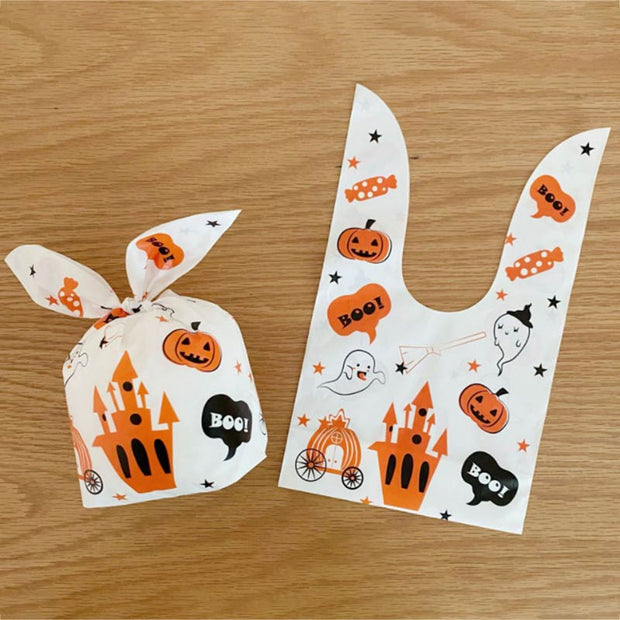 50 Pcs Adorable Halloween Plastic Gift Wrappers With Bunny Ears