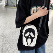 Crossbody Bag For Party Funny Ghost Skull Pattern Leather Pack