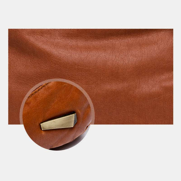 Double Compartment Soft Leather Crossbody Bag Retro Handbag for Women