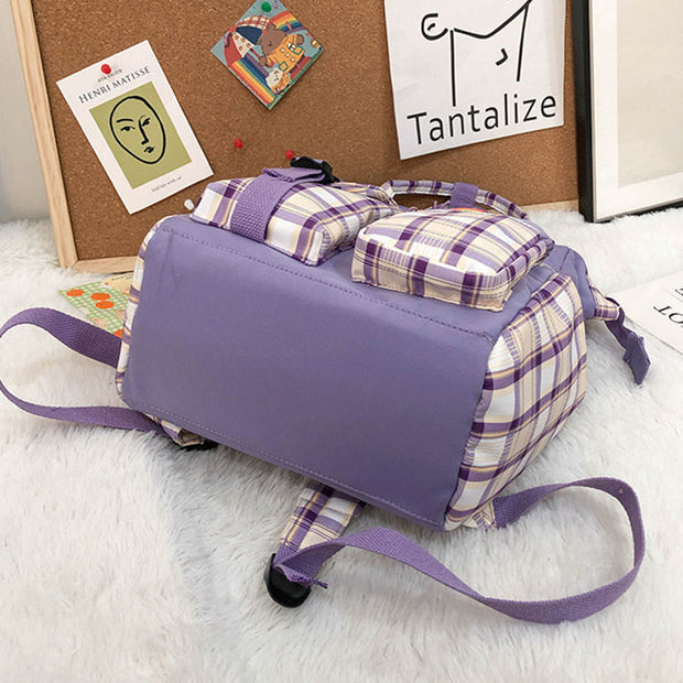 Backpack for Women Vintage Ventilate Plaid Teenager Sport School Daypack