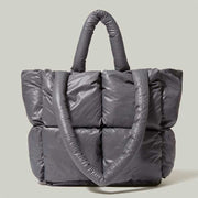 Women Large Capacity Quilted Puffer Tote Bag Soft Padded Down Handbag