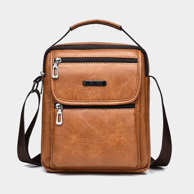 Portable Messenger Bag For Men Business Vegan Leather Shoulder Bag