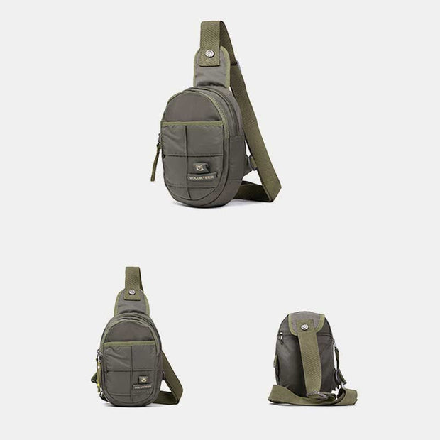Outdoor Double Zip Sport Sling Chest Bag Canvas Travel Hiking Daypack
