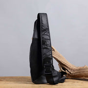Sling Bag for Men Black Large Capacity Minimalist Oxford Crossbody Backpack