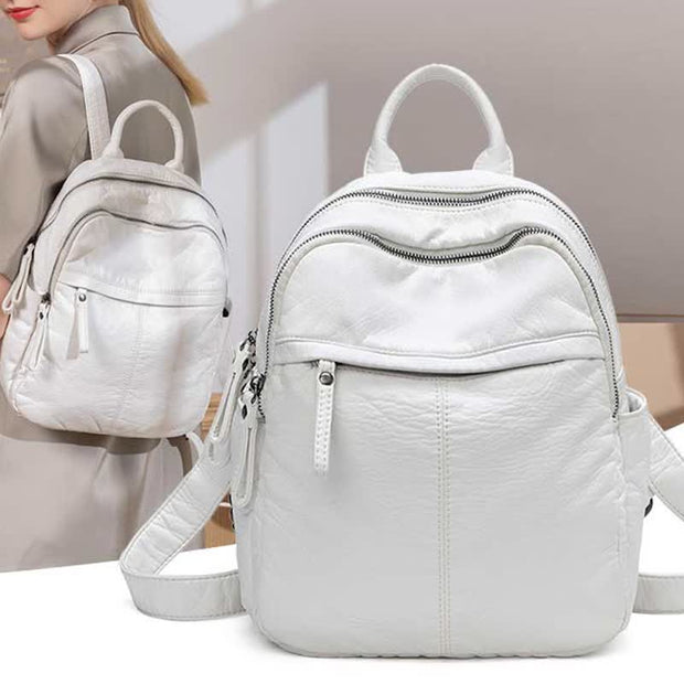 Soft Leather Backpack for Women Fashion Designer Travel Ladies Daypack