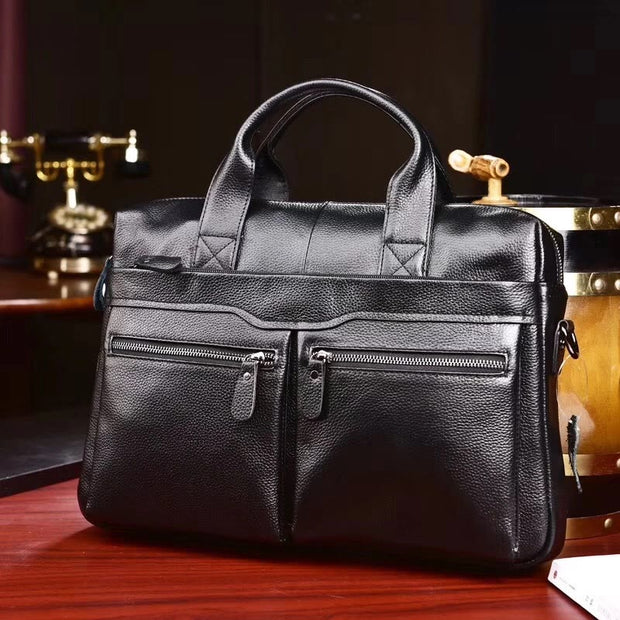 Business Briefcase Messenger Bag For Men Genuine Leather Laptop Bag