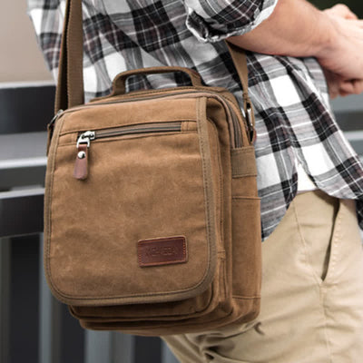 Retro Canvas Messenger Bag Multifunctional Business Crossbody Bag for Men