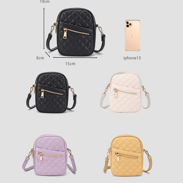 Phone Bag For Women Diamond Check Solid Color Mini Bag