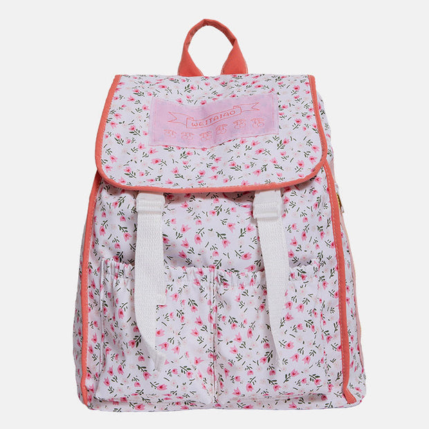 Backpack for Women Kawaii Floral Drawstring Nylon Daily School Handbag