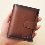 RFID Multi-Slot Large Capacity Vintage Short Wallet With Removable Card Holder
