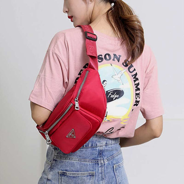 Multi-Pocket Nylon Fanny Pack Lightweight Multi-Carry Chest Bag Waist Pack