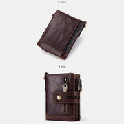 Multifunctional Genuine Leather RFID Bifold Wallet
