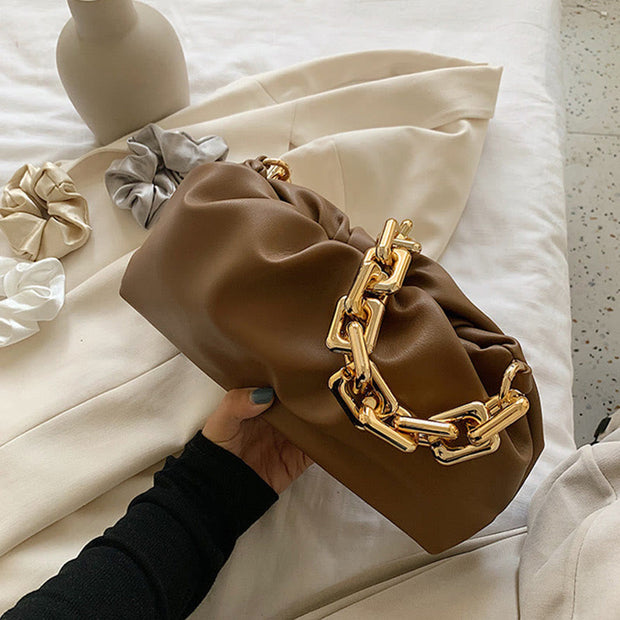 Soft Leather Underarm Bag For Women Simple Chain Shoulder Bag