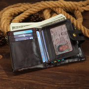 RFID Protected Mens Bifold Leather Wallet with16 Card Slots