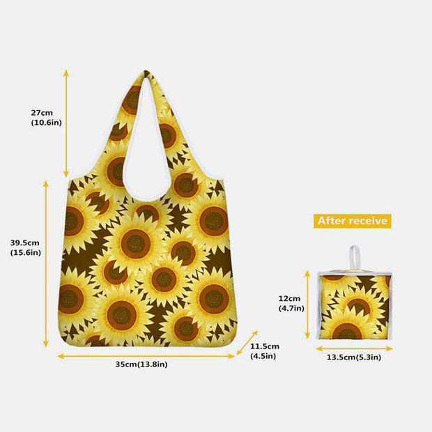 Reusable Print Shopping Grocery Bags Foldable Large Shoulder Tote with Pouch