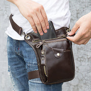Genuine Leather Retro Waist Bag Thigh Bag with Leg Strap