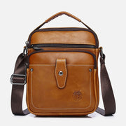 Leather Small Messenger Bag for Men Retro Work Business Shoulder Handbag