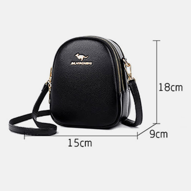 Triple Compartment Small Leather Crossbody Shoulder Bag Phone Purse for Women