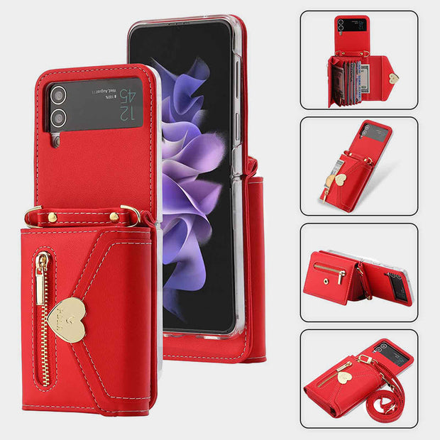 Phone Case For Samsung Card Zipper Protective Cover Purse